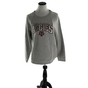 Texas A&M University Aggies Women's Front Pockets ATM Gray Sweatshirt Top Large